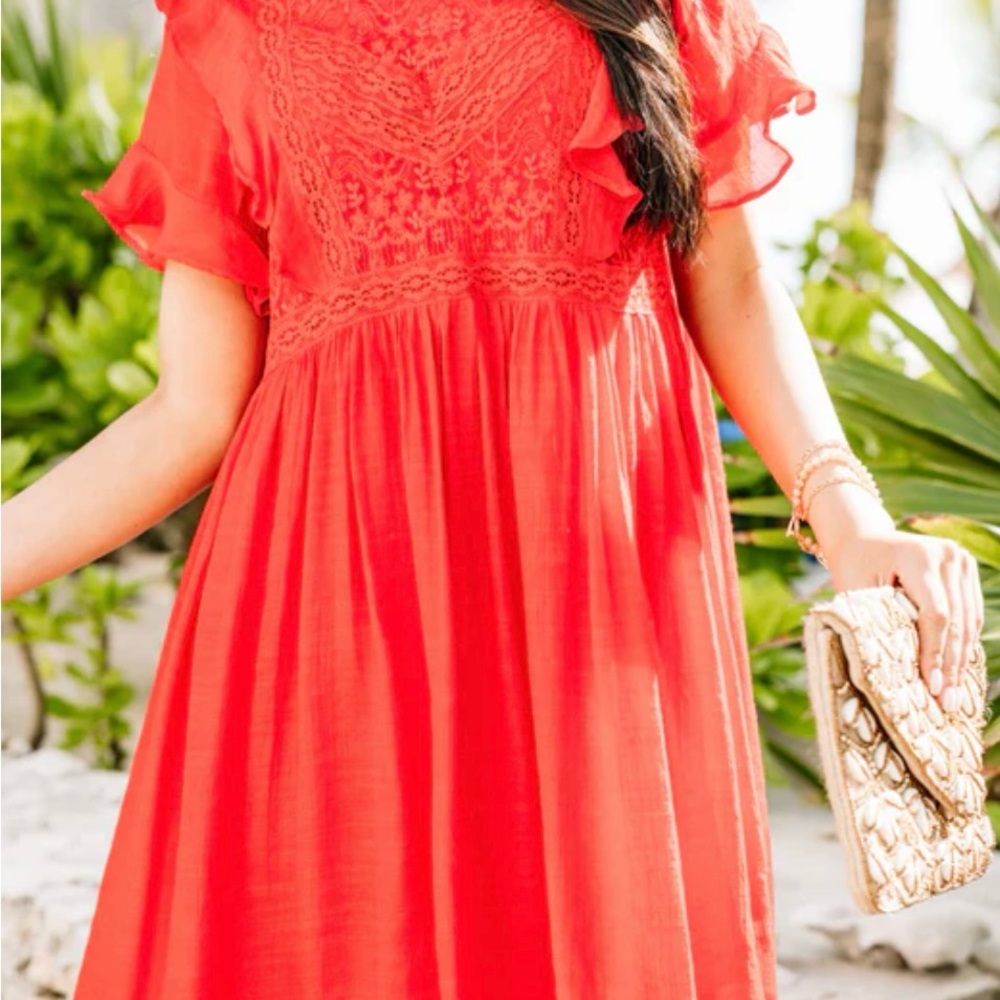 Red Lace Detail Dress